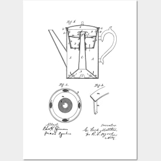 Coffee Pot Vintage Patent Hand Drawing Posters and Art